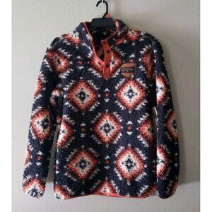 Home Free Oklahoma Sherpa Pullover 1/4 Button Sweatshirt Unisex Size Medium